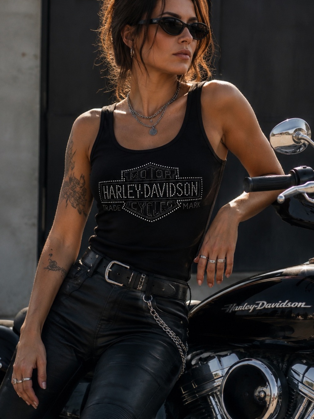 Harley Davidson | M | Vintage rhinestone tank top